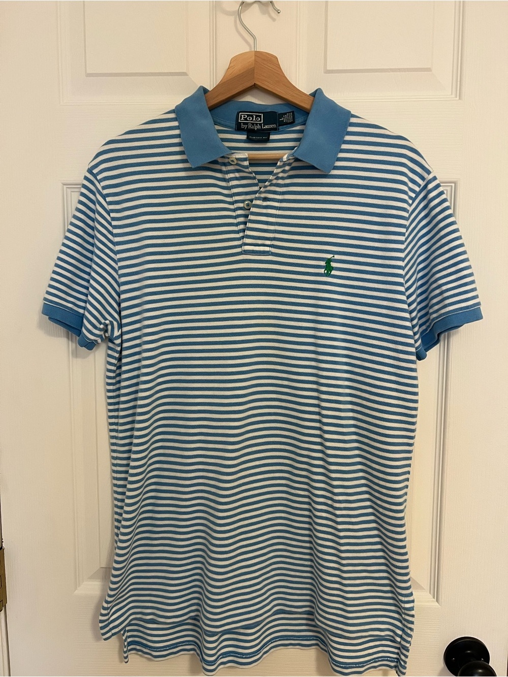 Ralph Lauren Light Blue & White Striped Polo Shirt